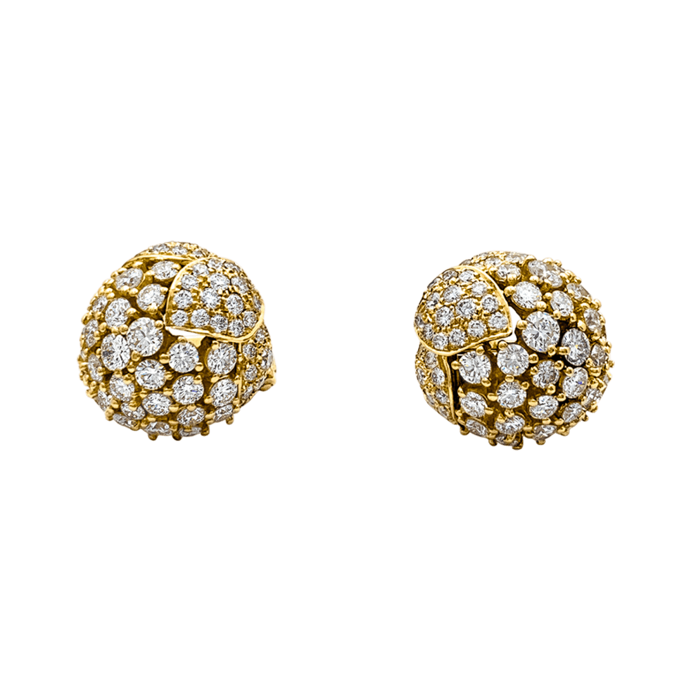 Boucles d'oreilles Cartier, "Fleurs et feuillages", or jaune et diamants.  6