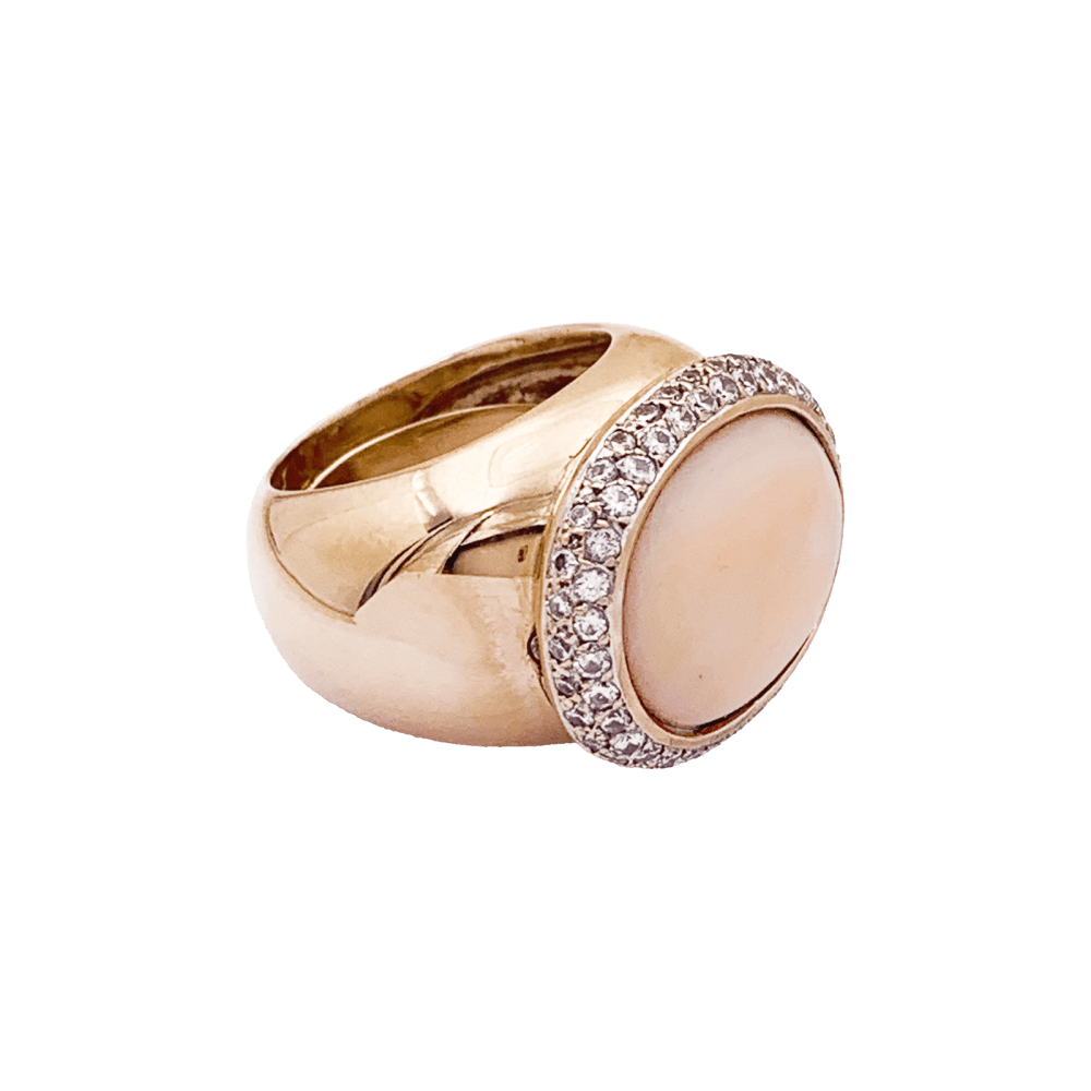 Bague or rose, corail rose et diamants.   3