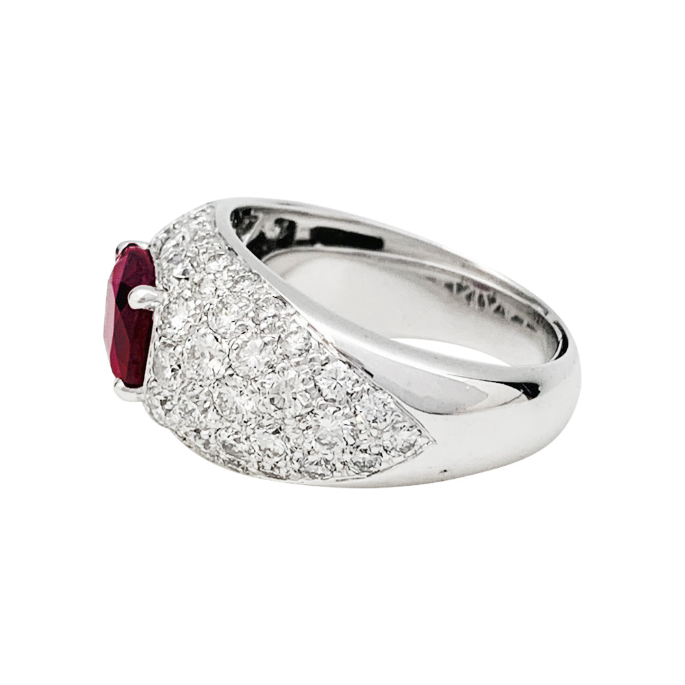 Bague jonc pavage diamant, rubis 1,78 carats. 6