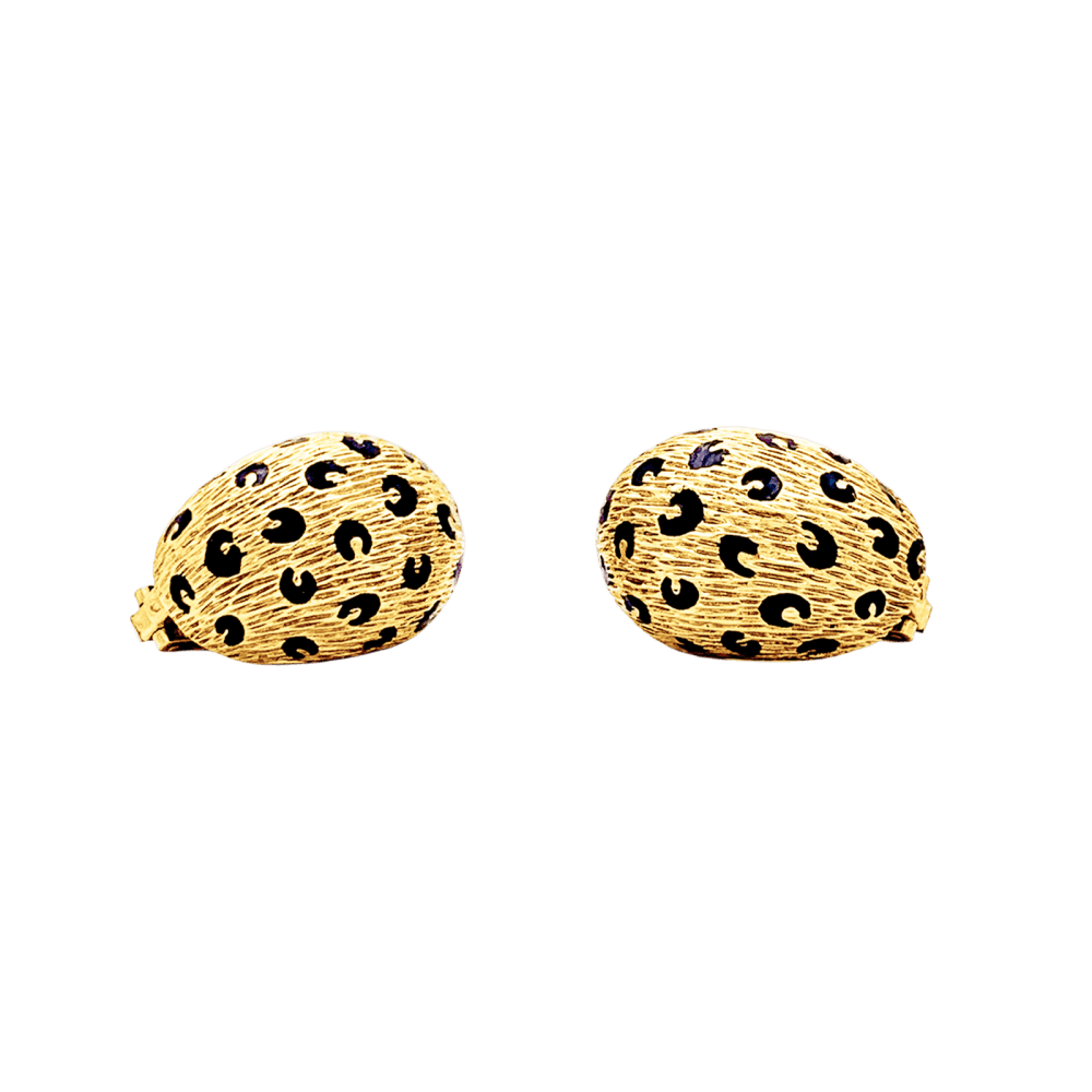 Boucles d'oreilles Fred Paris, "Léopard", or jaune et émail. 3