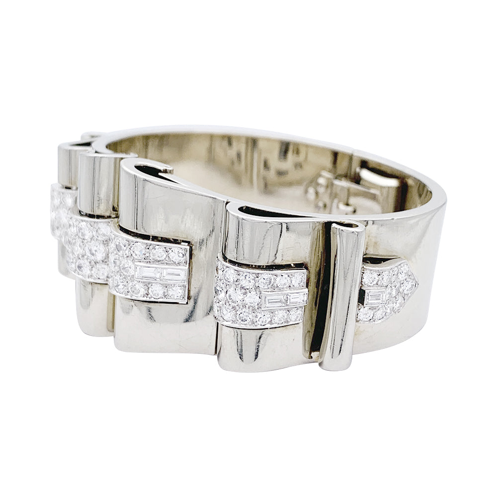 Bracelet Art Déco René Boivin, platine, or blanc, diamants. 5