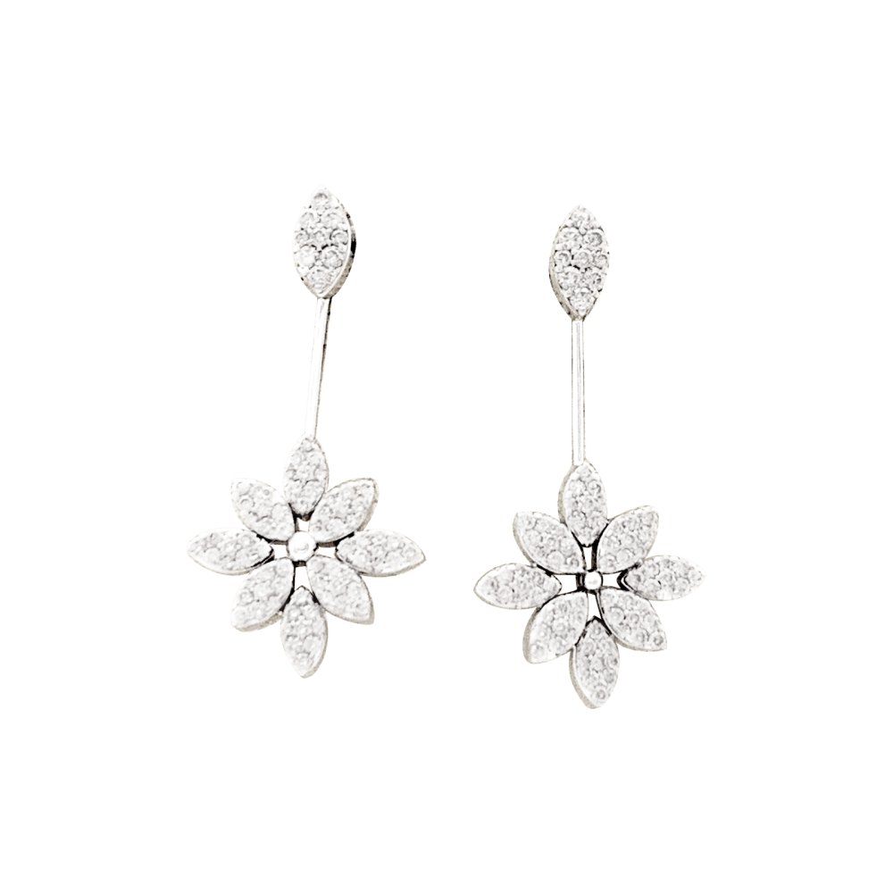 Boucles d'oreilles, or blanc, diamants.  3