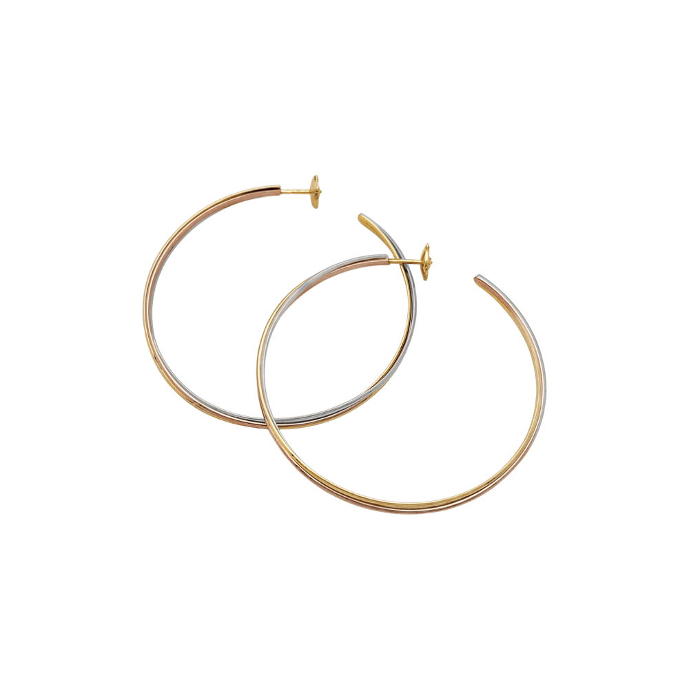 Boucles d'oreilles Cartier, "Trinity", trois ors. Grand modèle. 2