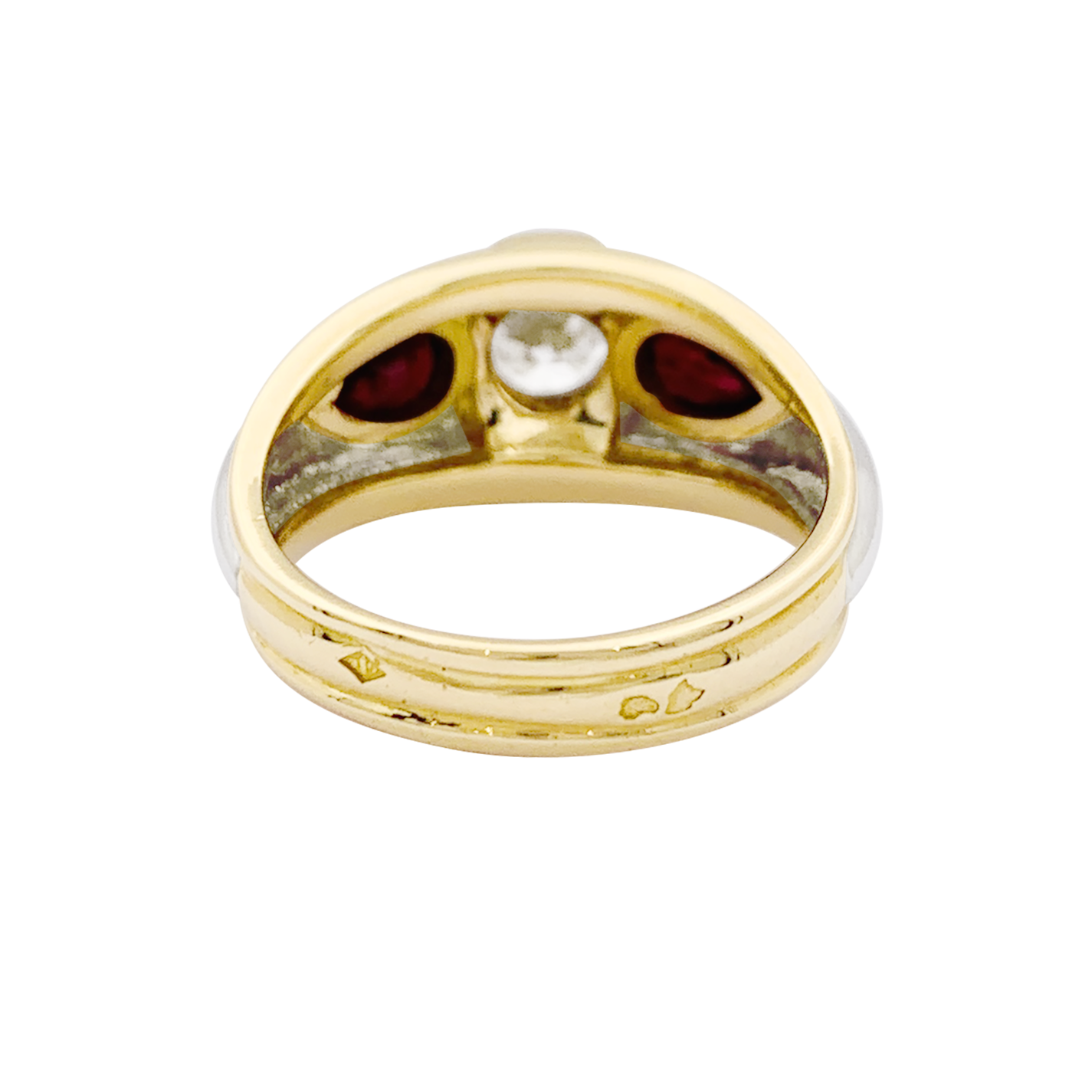 Bague or, platine, diamants, rubis. 3