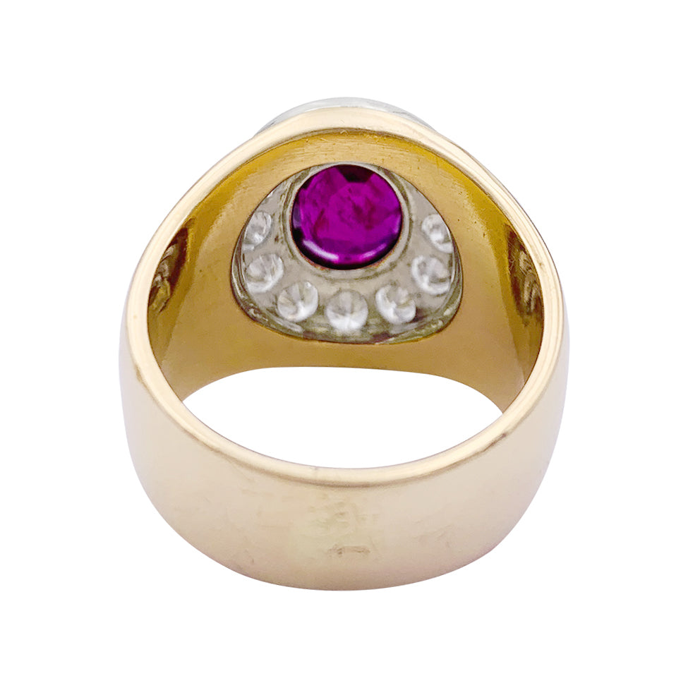 Bague jonc, or jaune, or blanc, rubis et diamants. 4