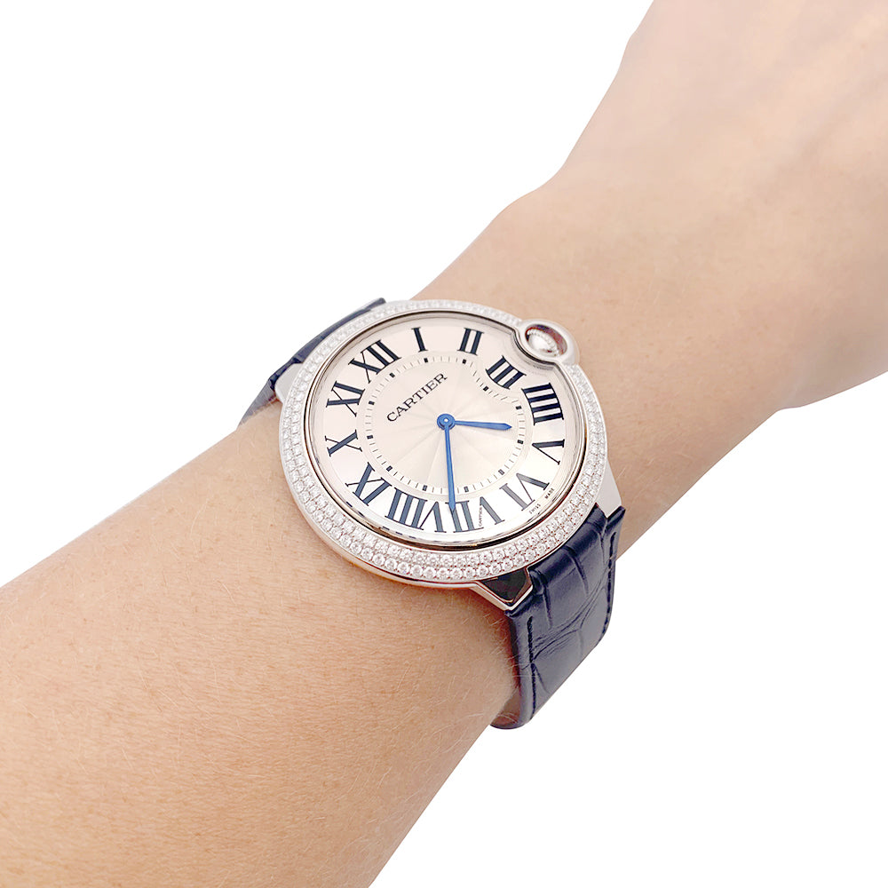 Montre Cartier "Ballon Bleu" or blanc, diamants. 5