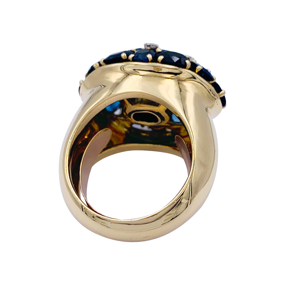 Bague en or jaune saphirs et diamants. 59 4