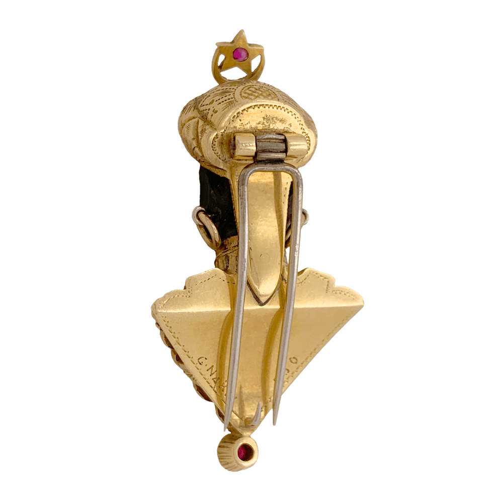 Broche G.NARDI, "Moretto", or jaune, rubis, ébène. 7