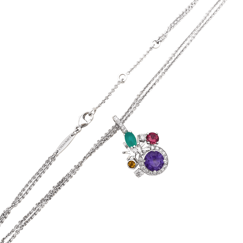 Collier Chaumet, "Attrape-moi... si tu m'aimes", or blanc, diamants, pierres de couleurs.  4