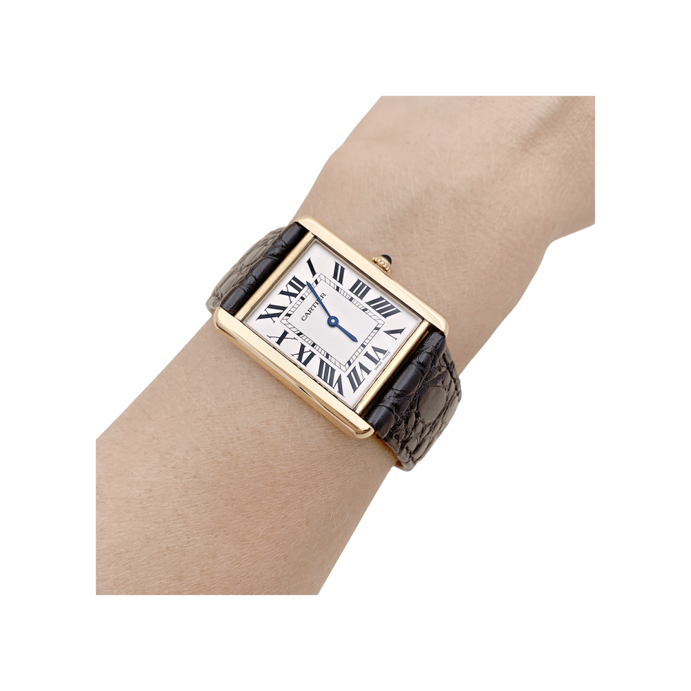 Montre Cartier, "Tank Solo", or jaune et acier.  6