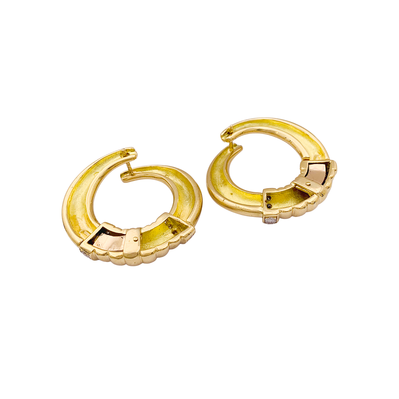 Boucles d'oreilles vintage or, diamants. 3
