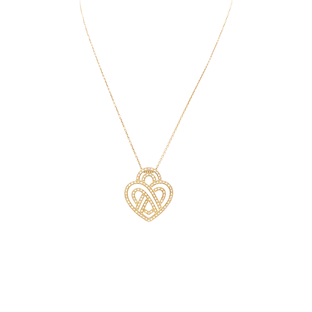 Collier Poiray, "Coeur entrelacé", or rose et diamants.  1