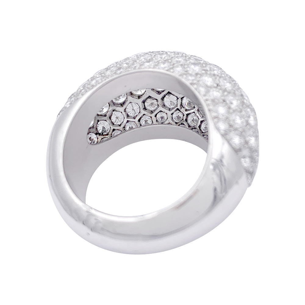 Bague dôme, or blanc, diamants. 4