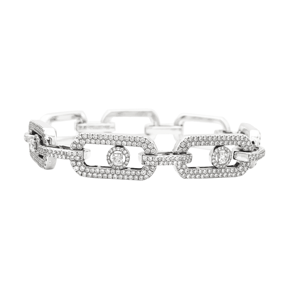 Bracelet Messika, "Pavé So Move XL", or blanc et diamants.  1