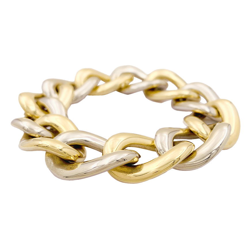Bracelet Chaumet, gros maillons en deux tons d'or. 6