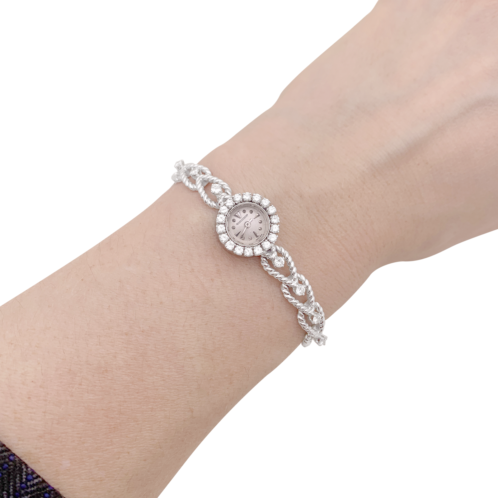 Montre Femme Jaeger-Lecoultre, or blanc, diamants.  6