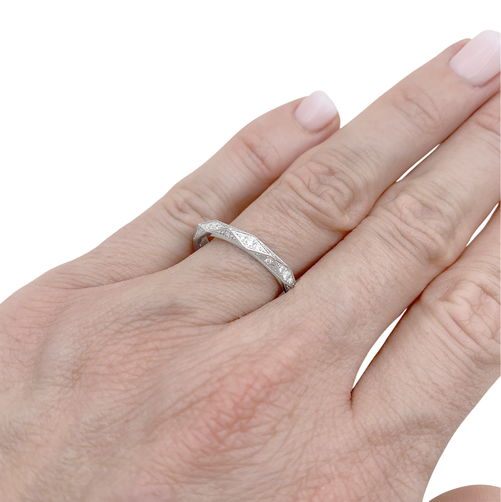 Alliance Boucheron "Facette" platine, diamants. 5