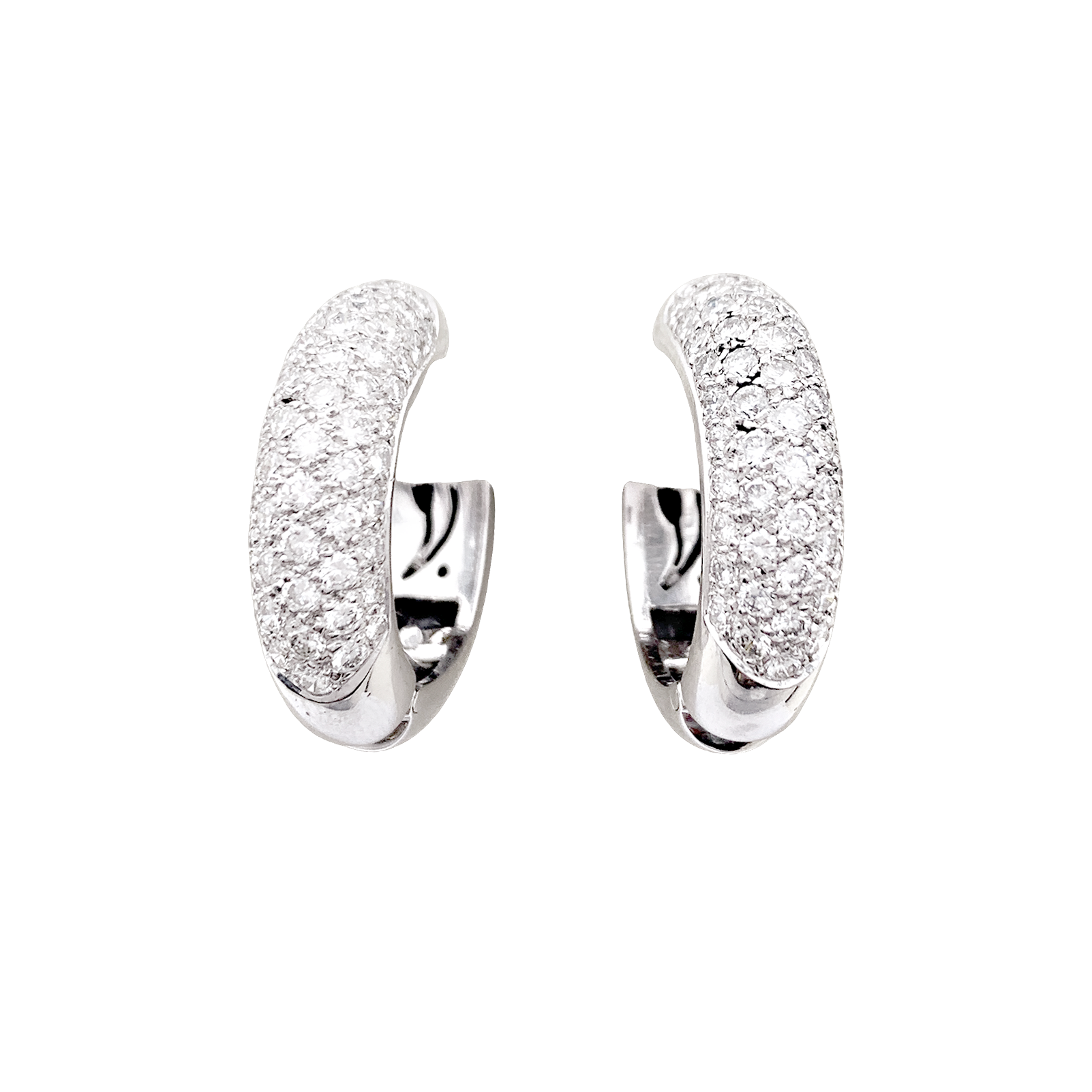 Boucles d'oreilles or blanc, diamants. 1