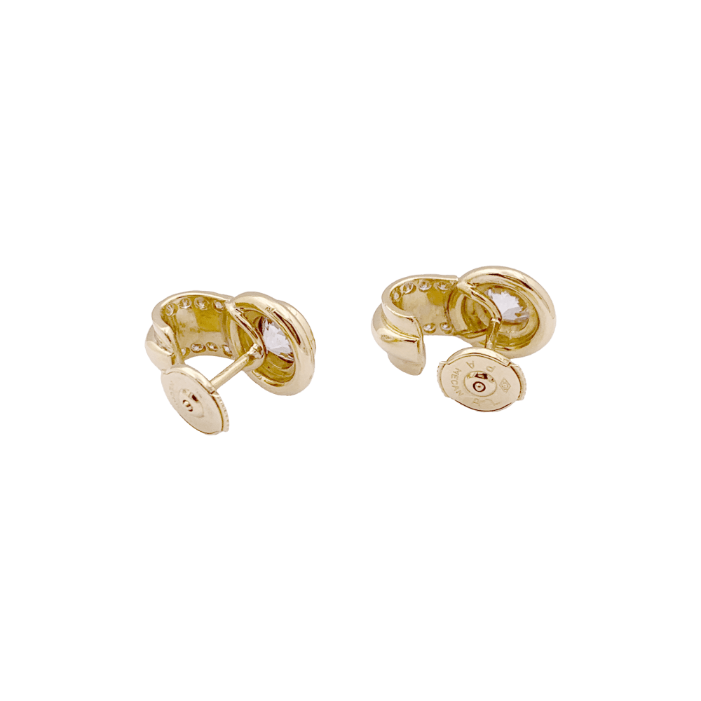 Boucles d'oreilles, or jaune et diamants.  4