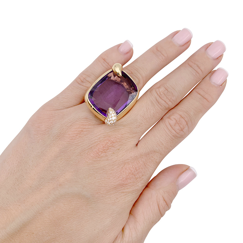 Bague Pomellato, "Ritratto", or rose, améthyste et diamants. 4