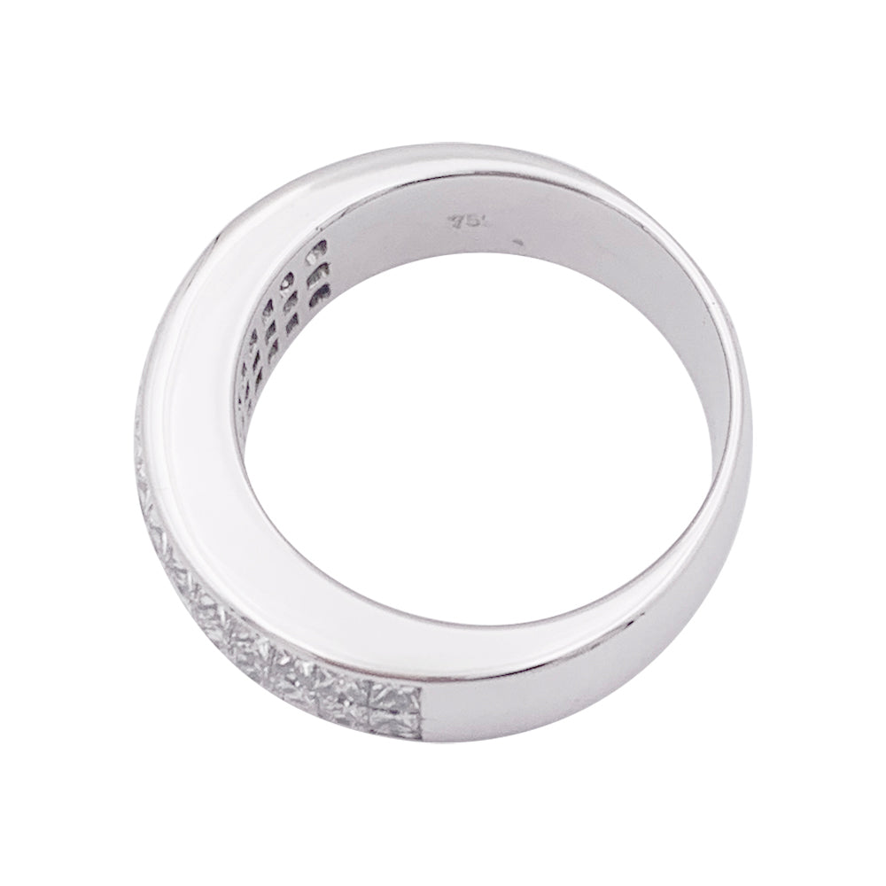 Bague pavage or blanc, diamants princesse. 2