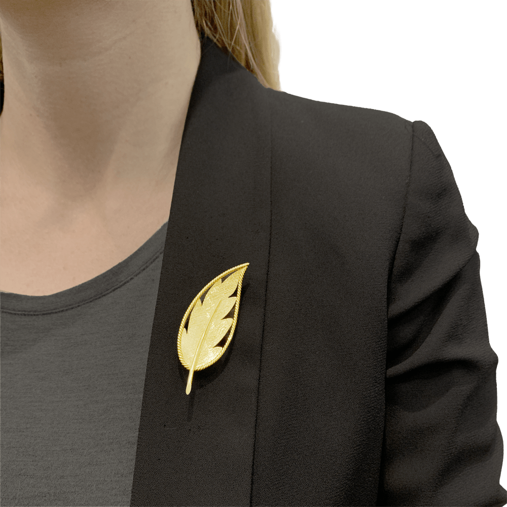 Broche feuille or jaune.  5