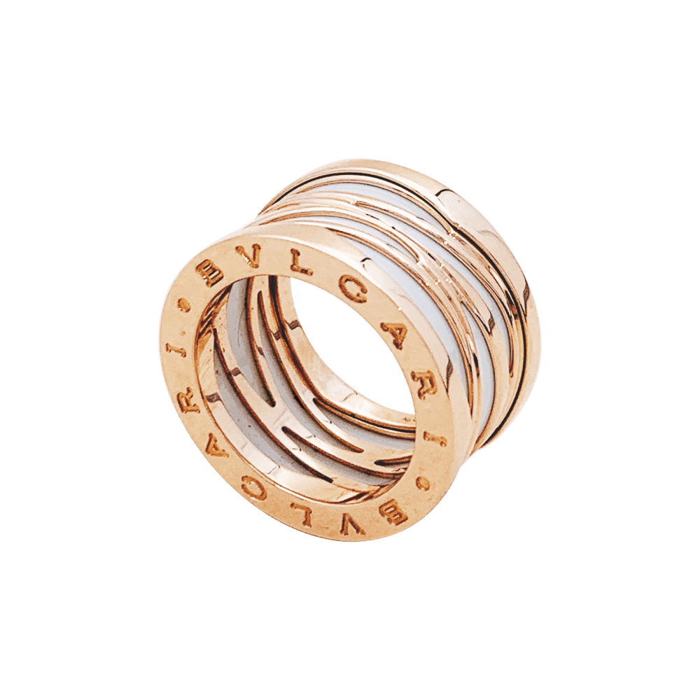Bague Bulgari “B.Zero1 Zaha Hadid" en or rose et céramique blanche.  4