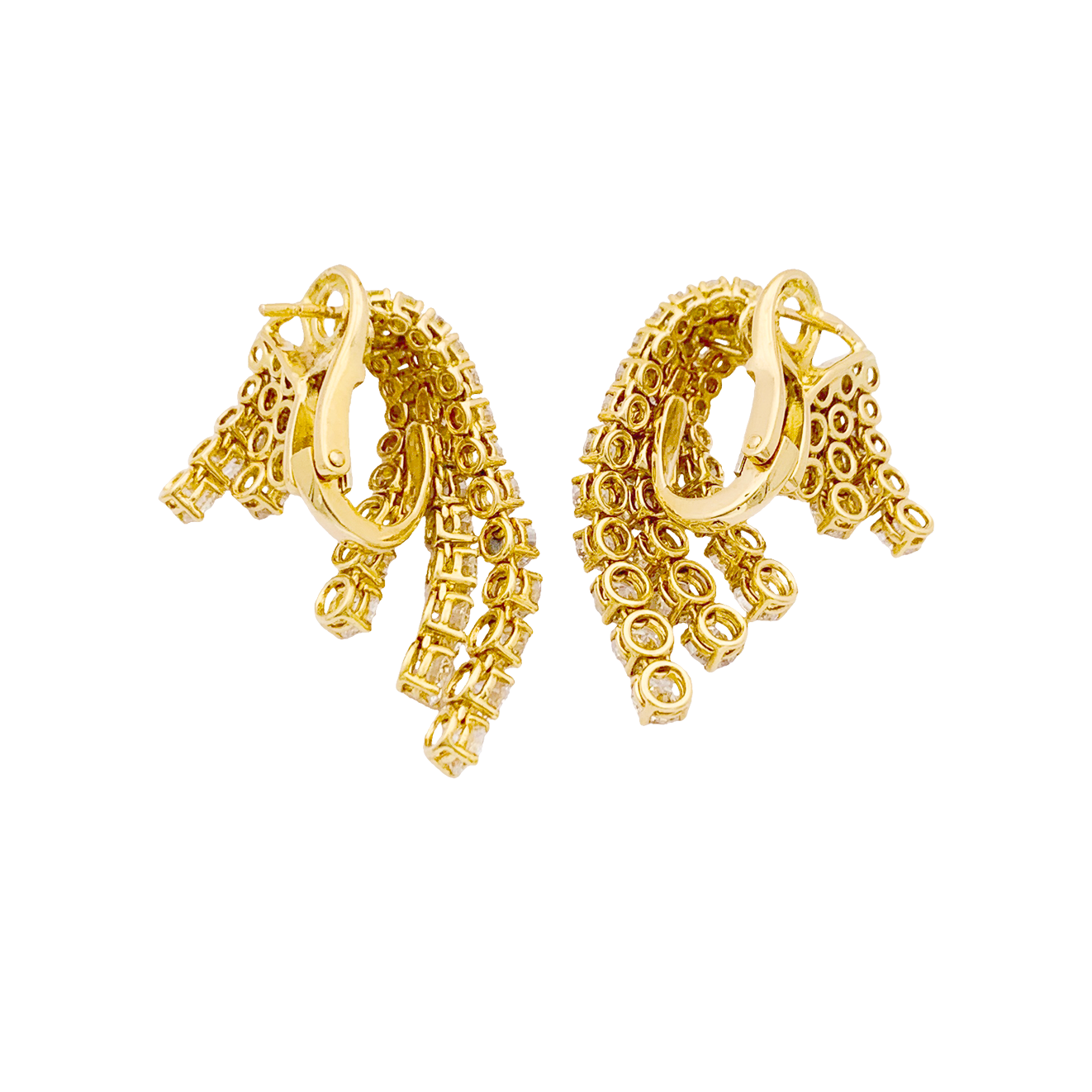 Boucle d'oreilles "Cascade", or jaune, diamants. 4