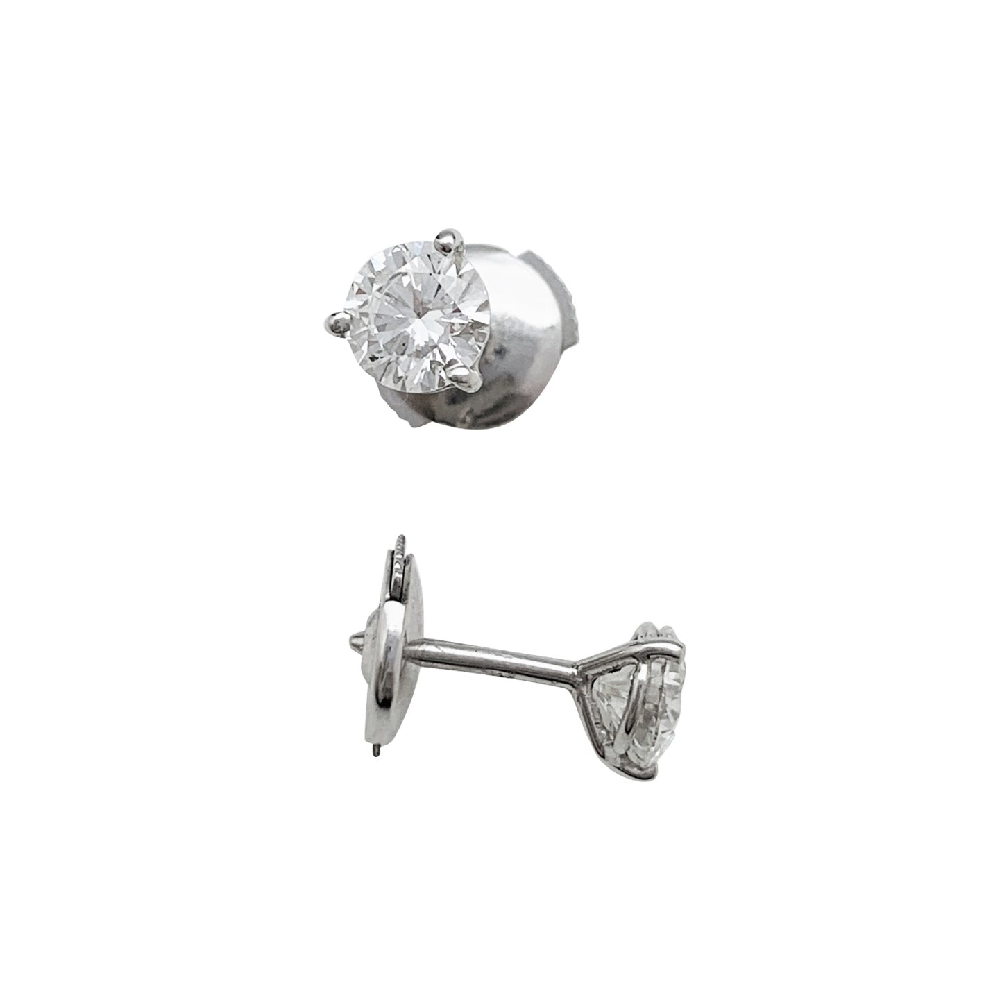 Puces d'oreilles en or blanc, diamants. 2