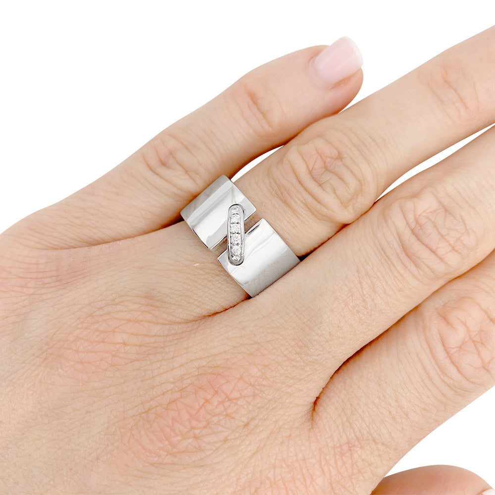Bague Chaumet,"Liens", or blanc et diamants, lien unique. 6