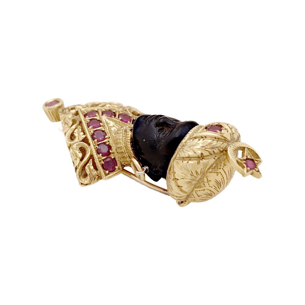 Broche G.NARDI, "Moretto", or jaune, rubis, ébène. 5