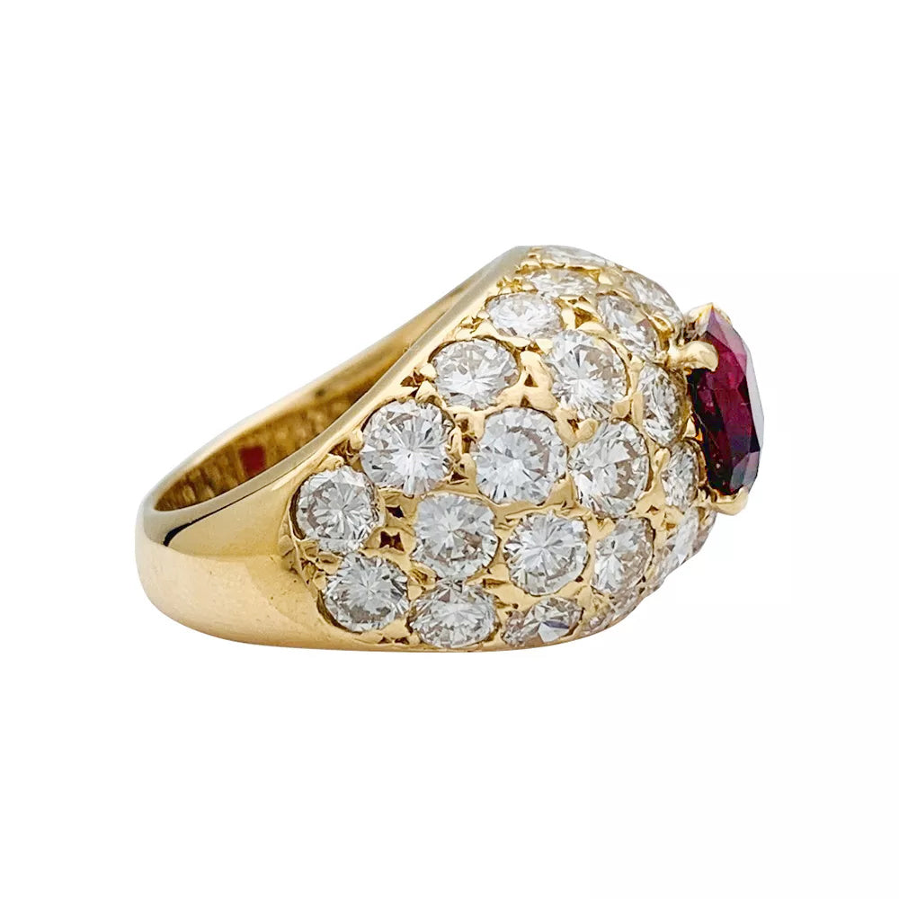 Bague jonc de luxe en or jaune rubis et diamants M.Gérard 6