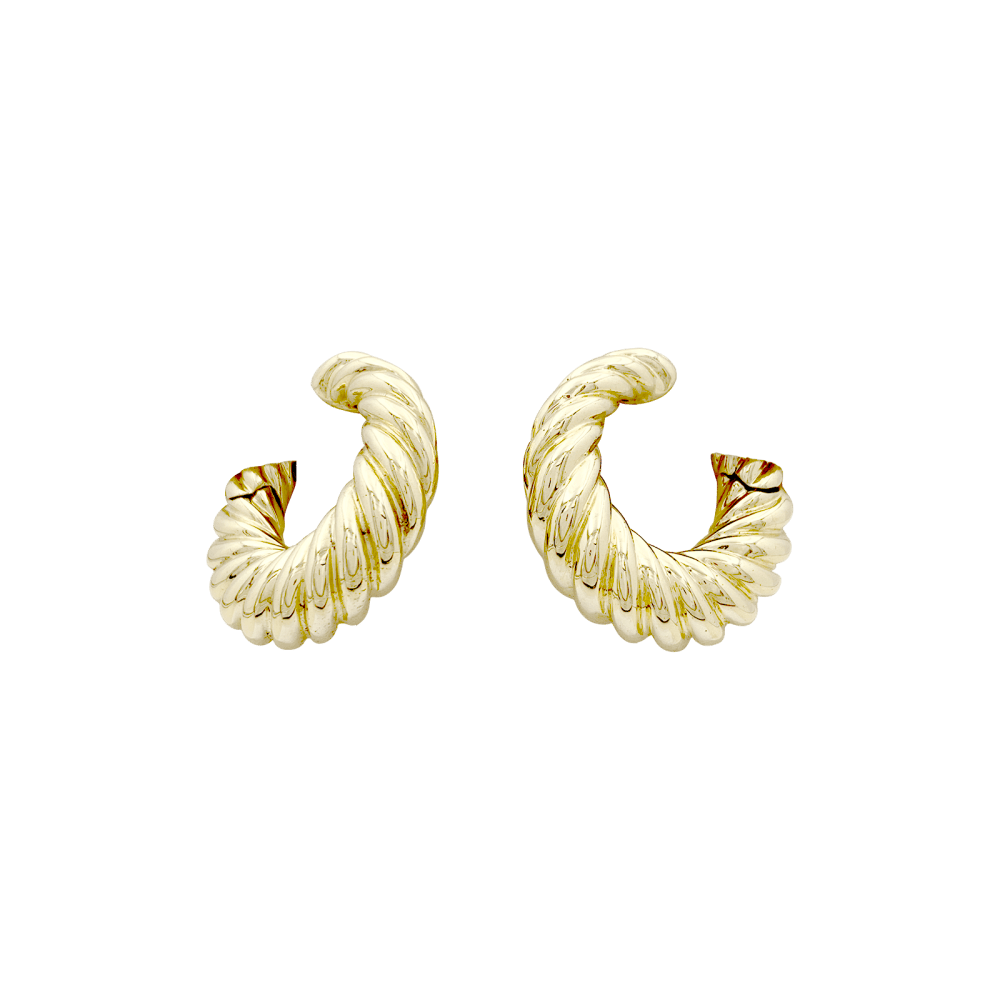 Boucles d'oreilles créoles Van Cleef & Arpels, or jaune godronné. 1