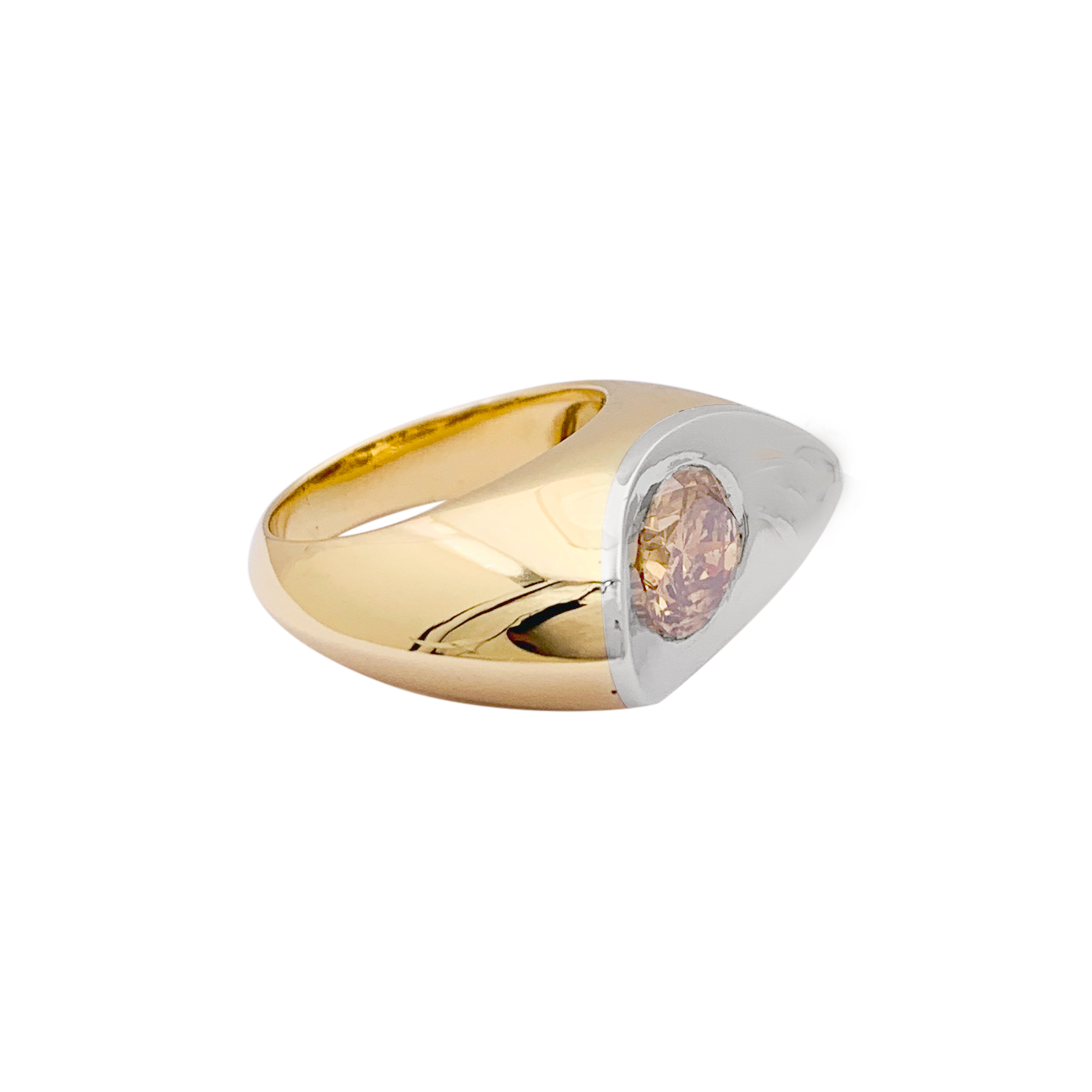 Bague moderniste or, diamant brun. 1