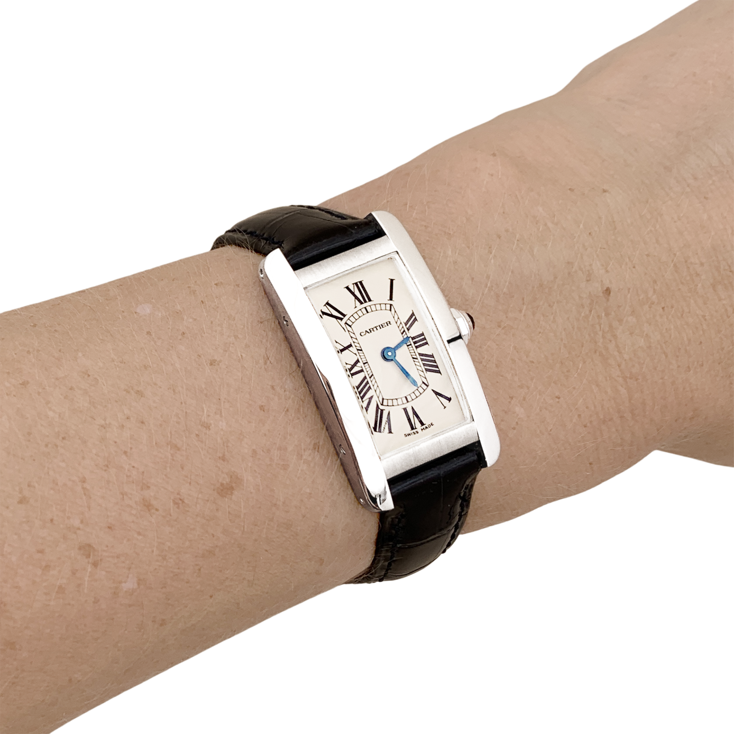 Montre Cartier, "Tank Américaine", acier, cuir.  5
