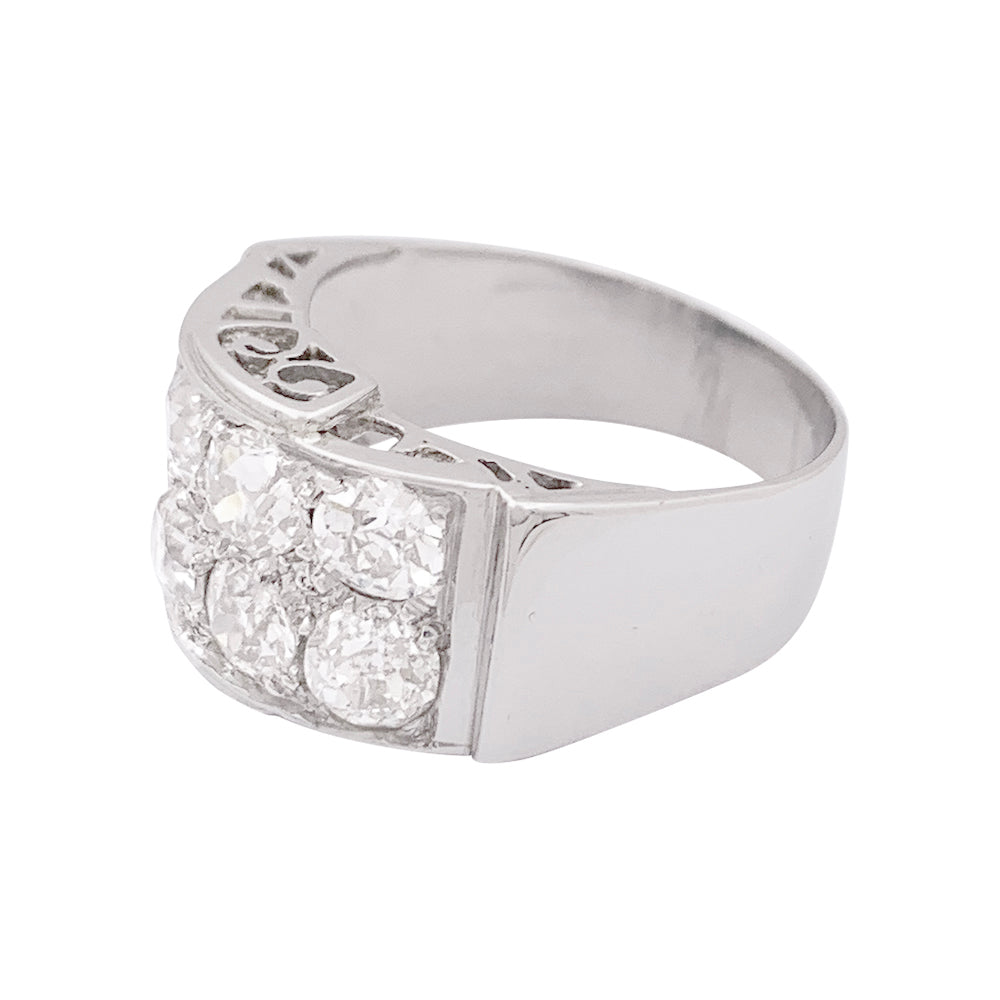 Bague platine, or blanc, diamants. 1