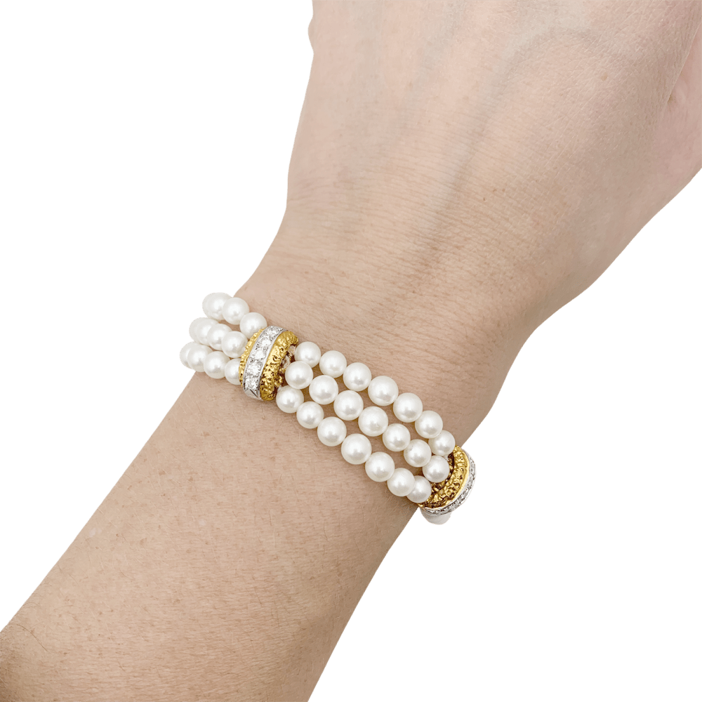 Bracelet Van Cleef & Arpels, deux ors, diamants, perles. 5