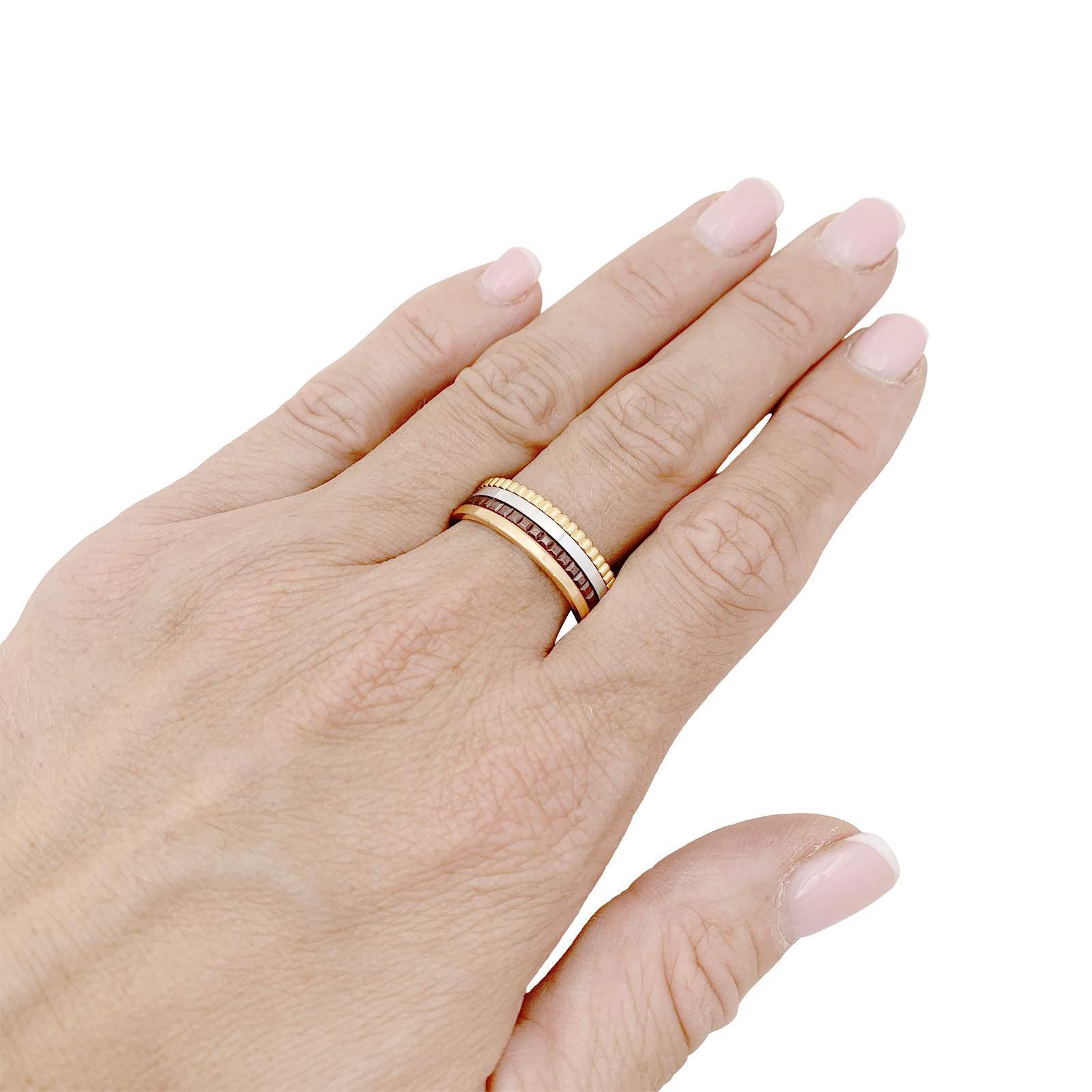 Bague Boucheron, "Quatre Classique Small",, en or rose, blanc et jaune. 5