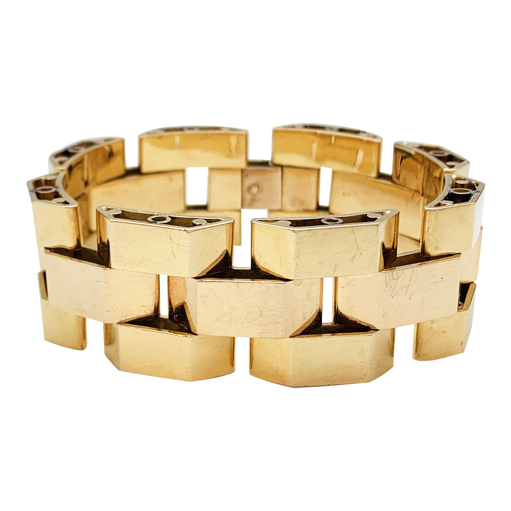 Bracelet Tank or rose et or jaune 190 mm de long. 1