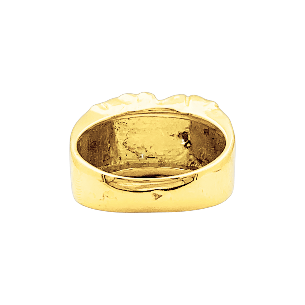 Bague chevalière, or jaune, diamants.  4