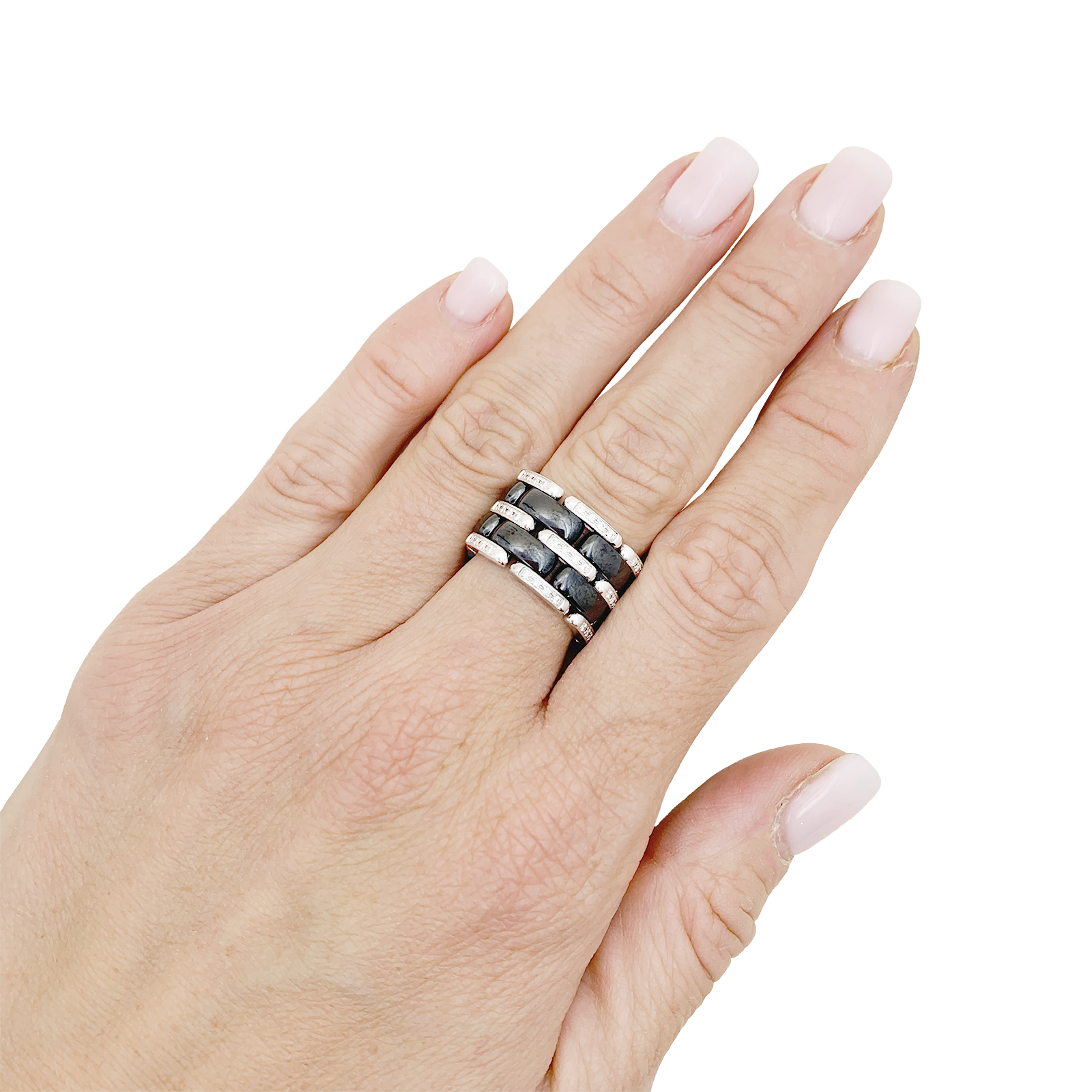 Bague Chanel,"Ultra", en or blanc, céramique noire et diamants. 7