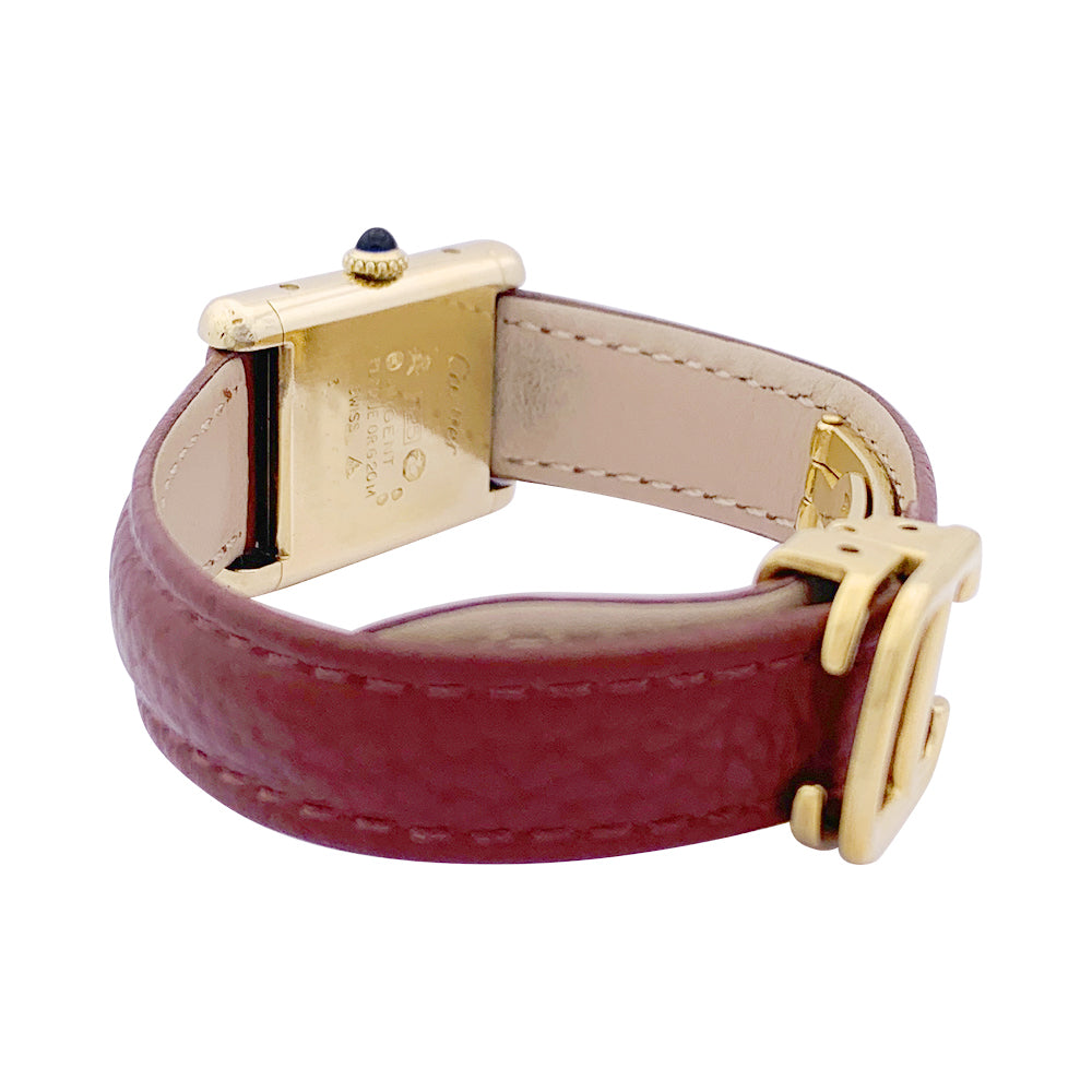 Montre Cartier "Tank Must" argent plaqué or, cadran laqué marron. 3