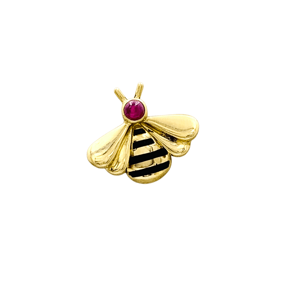 Pins Cartier, « Abeille », or jaune, émail et rubis.  1