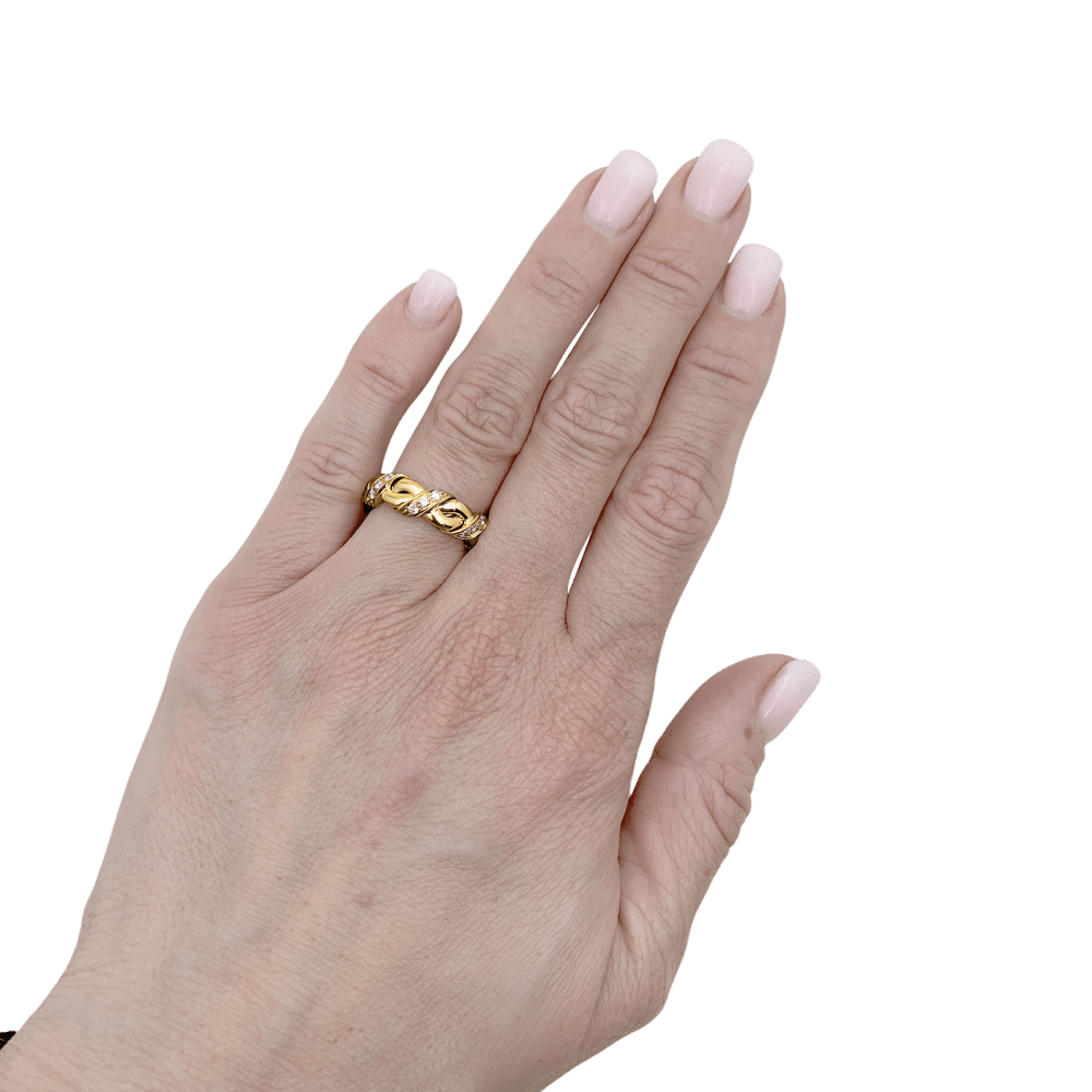 Bague Chaumet, "Tresse", or jaune et diamants.  6