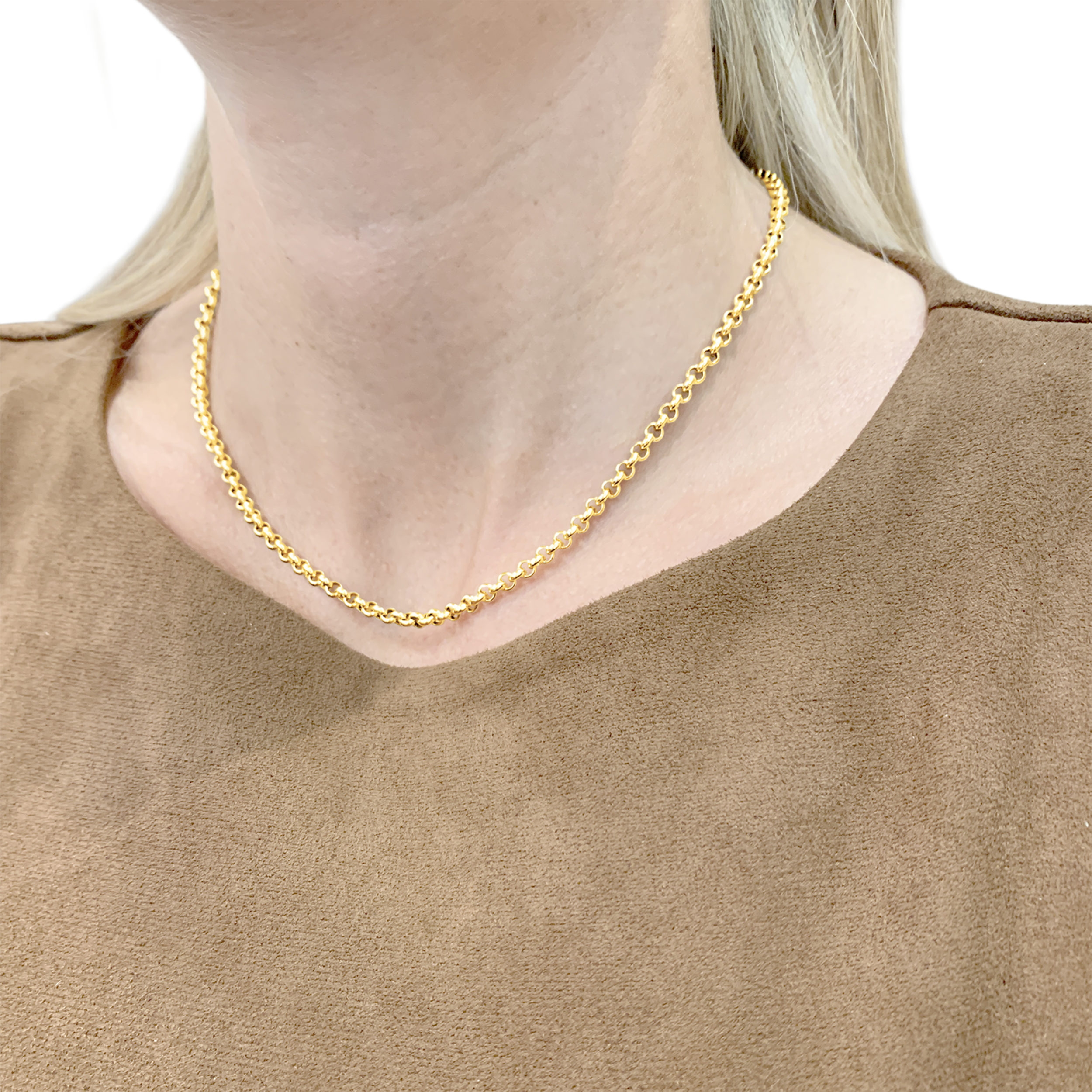 Collier maille jaseron, or jaune. 5