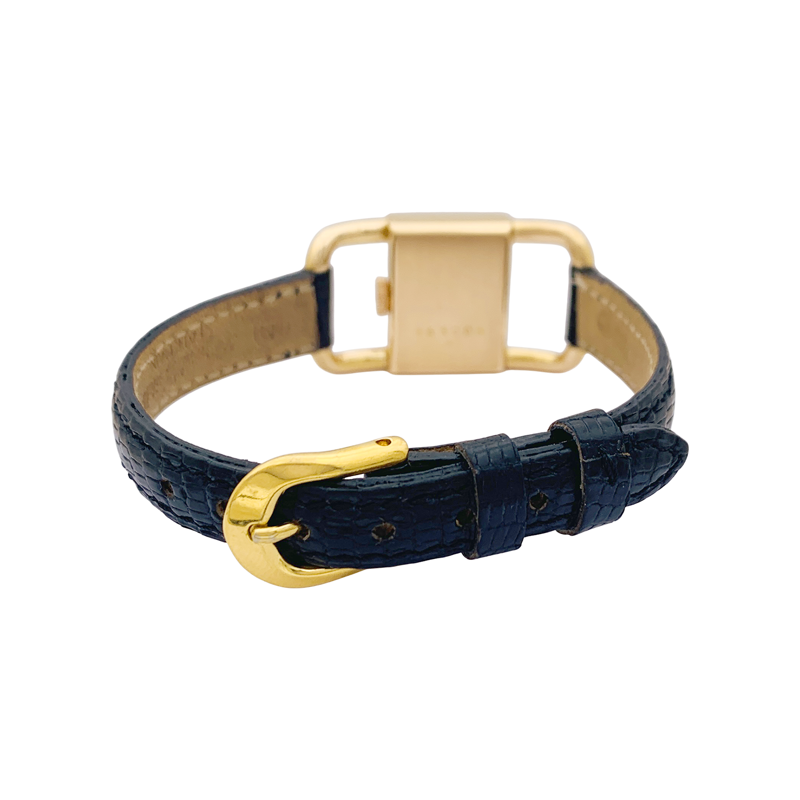 Montre Jaeger-Lecoultre, "Etrier", or rose, cuir noir 3