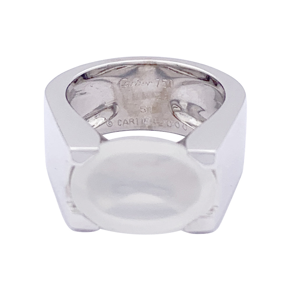 Bague Cartier, "Tankissime" or blanc, pierre de lune. 5
