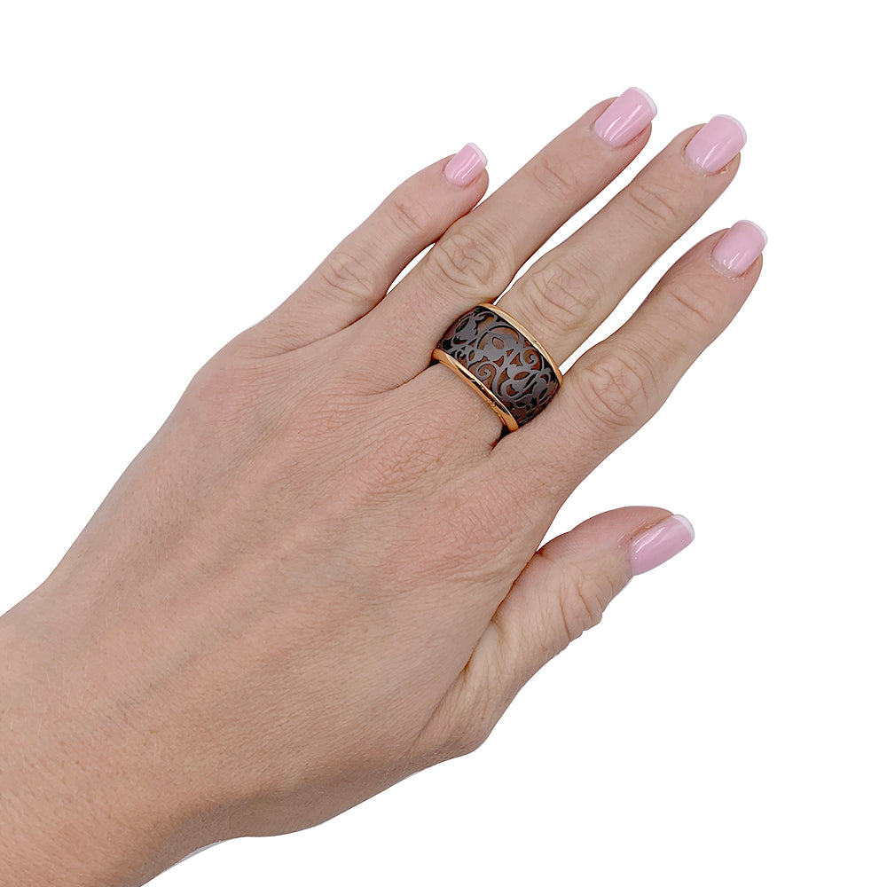 Bague Pomellato, "Arabesque", or rose, titane. 3