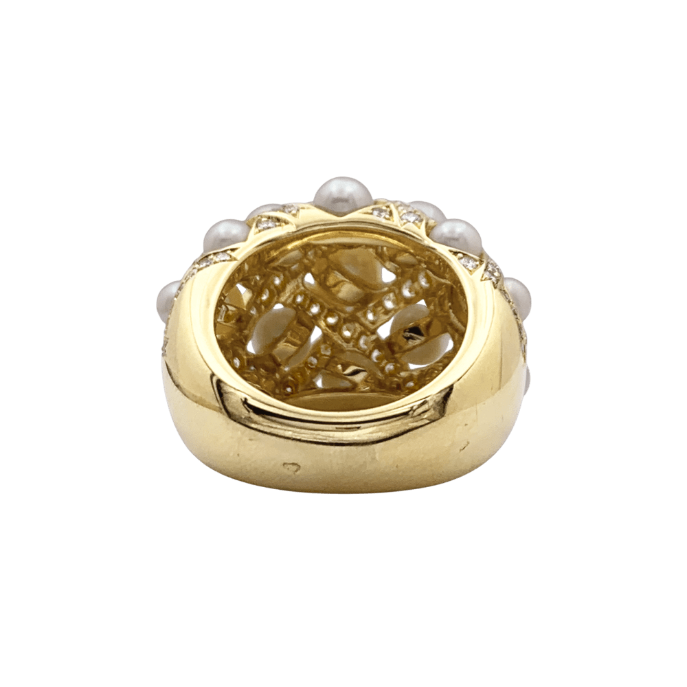 Bague Chanel, "Baroque", or jaune, diamants et perles.  4