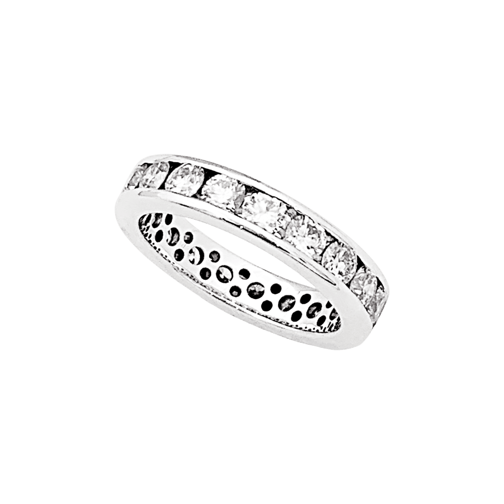 Bague alliance tour complet diamants, or blanc. 3